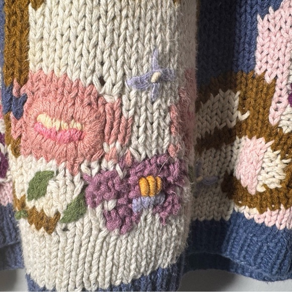 Vintage Bronte Knitted by Hand Cottagecore Granny Floral Sweater Size Large - Picture 16 of 16
